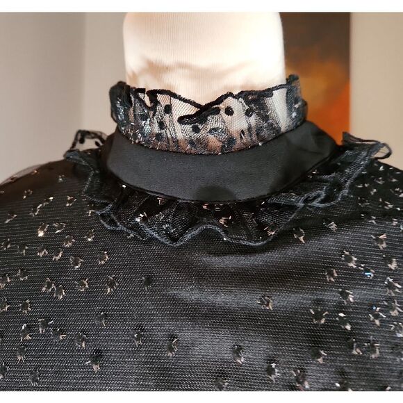 Endless Rose Black Sheer Embellished Blouse Size S NWT - Picture 3 of 7